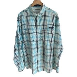 Columbia PFG Shirt Mens XL Blue Long Sleeve Fishing Super Tamiami Vented